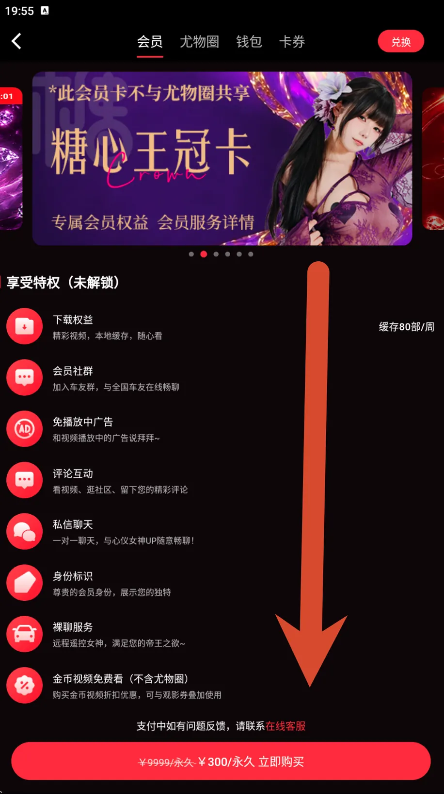 8. 皇冠卡：截图价300元永久界面截图或安全提示图